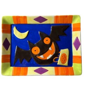 Halloween Bat Ceramic Candy Dish Vanson Pottery